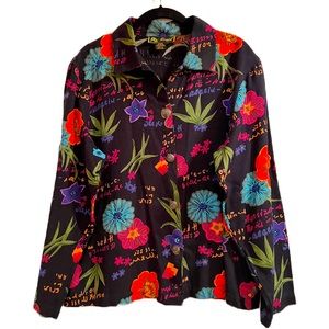 Women's Mirasol Embroidered Embellished Floral Shirt Jacket Size XL